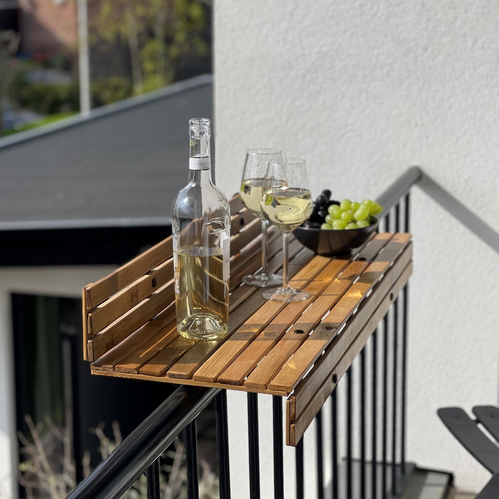 DE-COmmerce Tavolo sospeso per balcone realizzato in bambù Tavolo sospeso per ringhiera del balcone