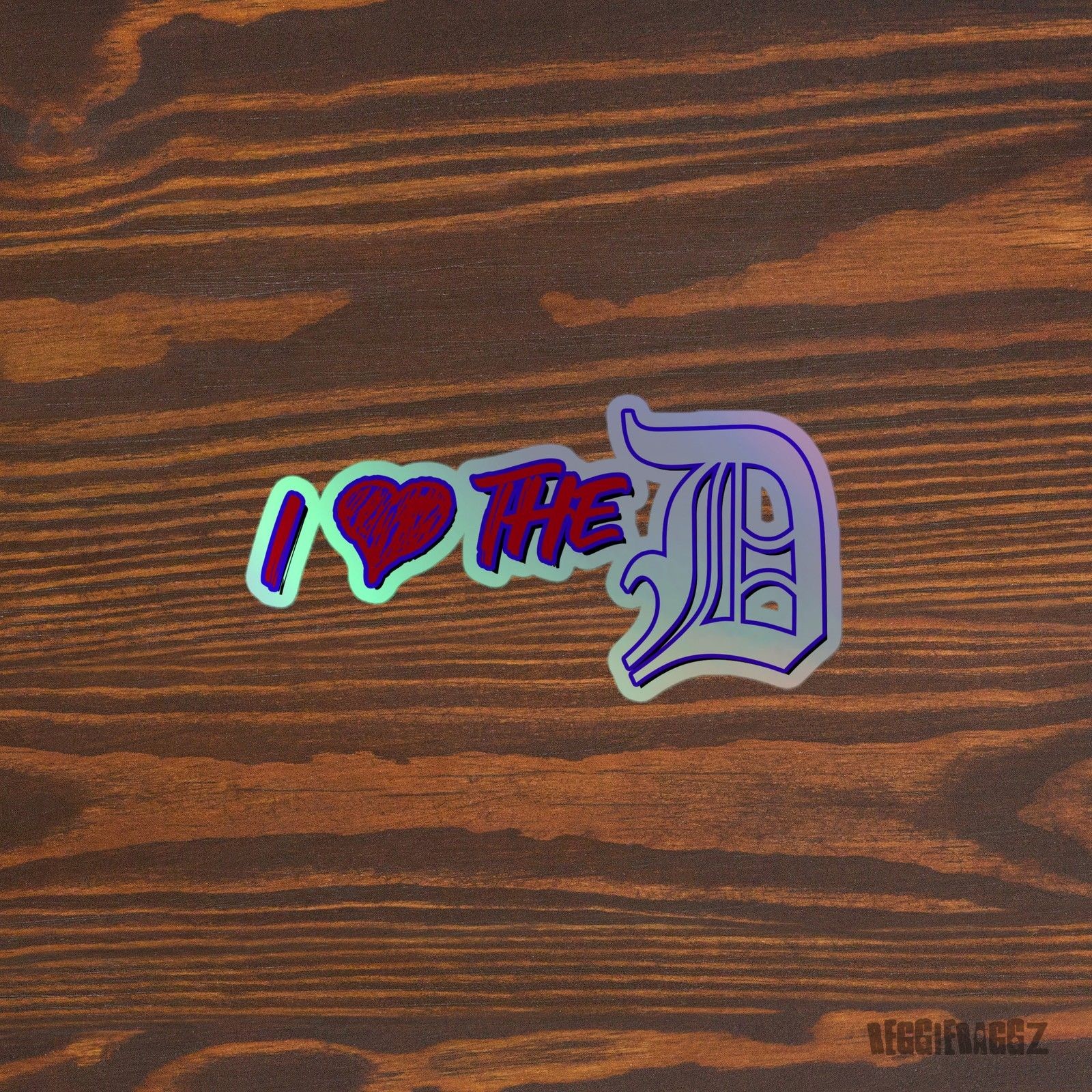 I Love the D Detroit Motor City Motown Holographic stickers