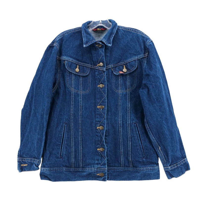 Vintage 80s Ms Lee Union Made Blue Denim Trucker Jacket Women's Size 7/8