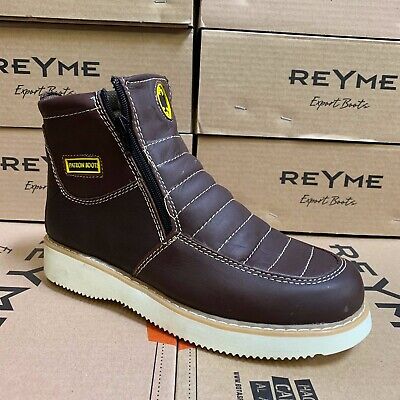 MEN'S WORK BOOTS LEATHER ZIP UP SAFETY SOFT TOE OIL RESISTANT SUPER LIGHT WEIGHT