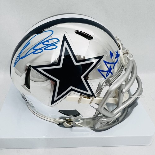 Dak Prescott Ceedee Lamb Signed Dallas Cowboys Chrome Mini Helmet Beckett COA