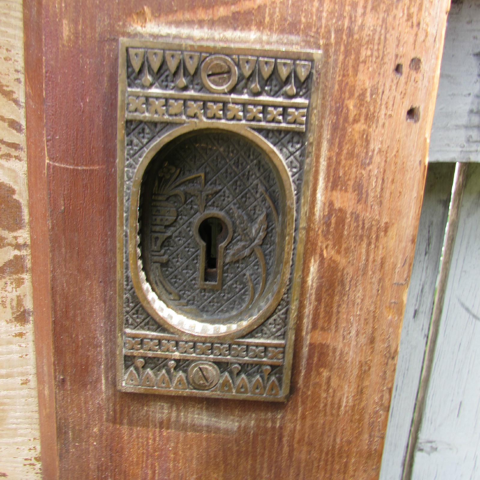 Late 1800's Large 7 Panel Pine Pocket Door Ives Rollers Victorian Hardware