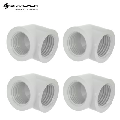 4 Pcs Barrow BarrowCH G1/4'' 90 Degree Angled Adapter Fitting Female to Female WH