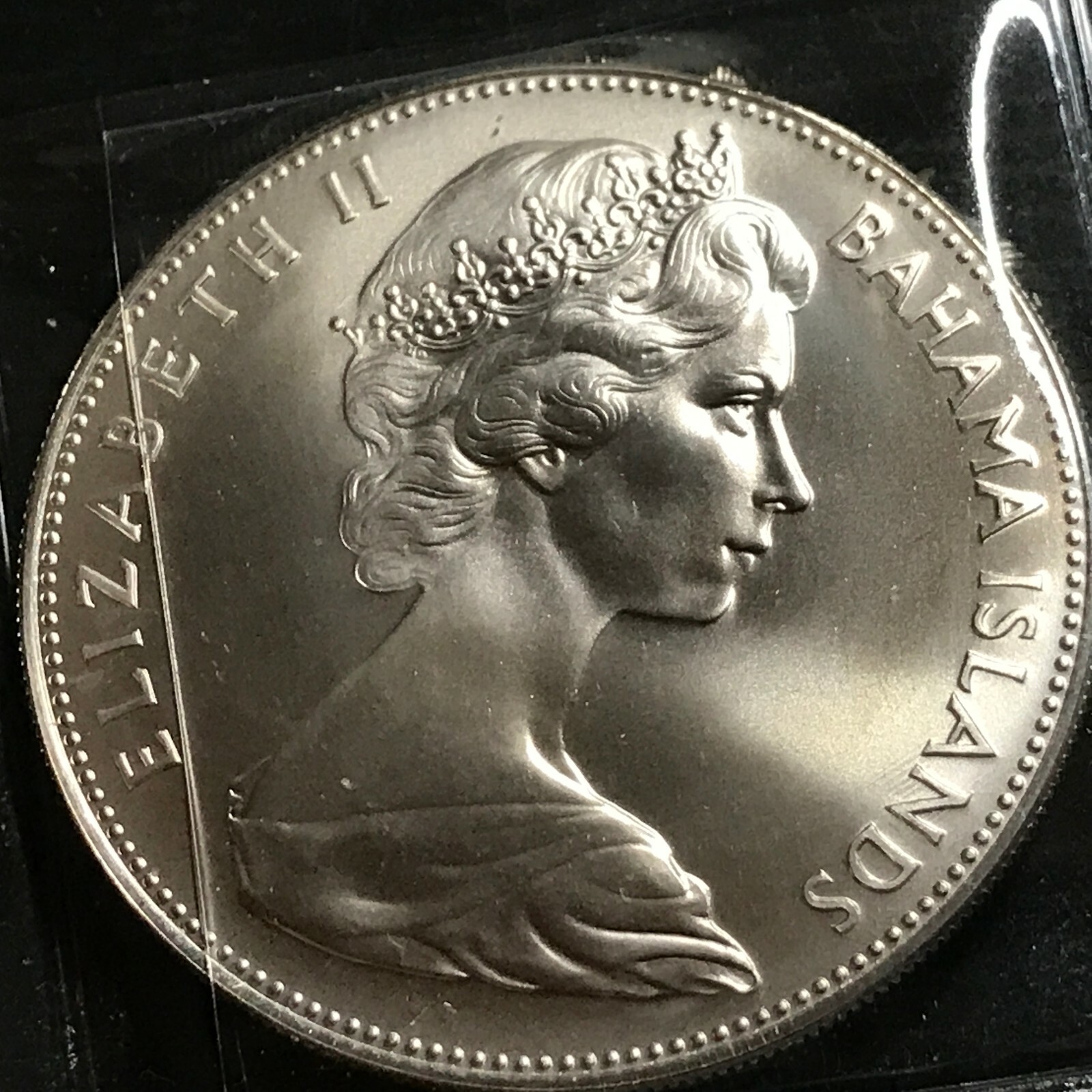 1970 BAHAMAS SILVER $5 DOLLARS COAT OF ARMS BRILLIANT UNCIRCULATED PROOF CROWN