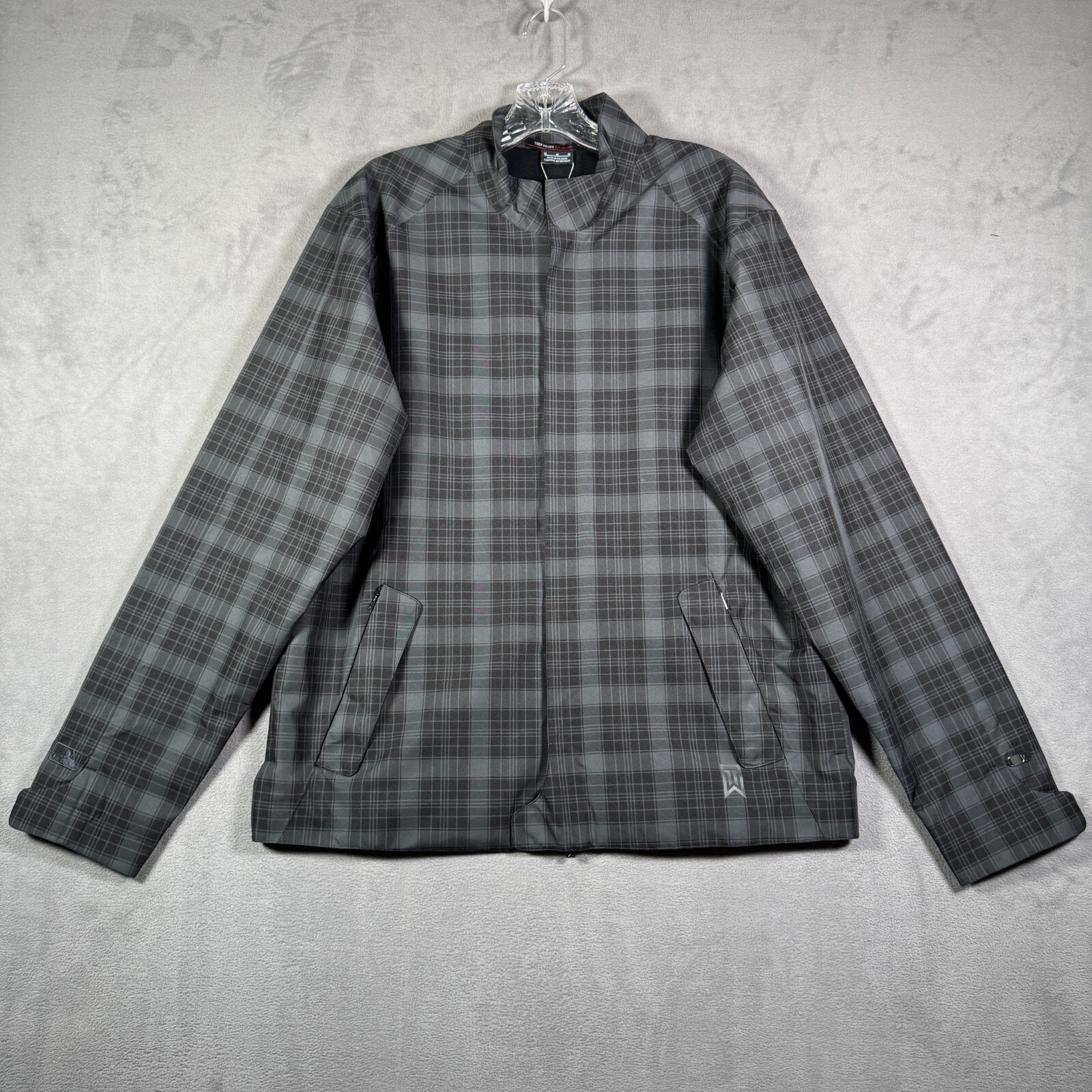 TIGER WOODS グレー ジャケット NIKE Nike Tiger Woods Storm Fit Jacket Mens M Gray Plaid Full Zip