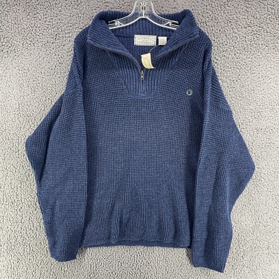 VTG American Eagle Knit Sweater Mens Large Blue Speckle Quarter Zip Pullover NWT
