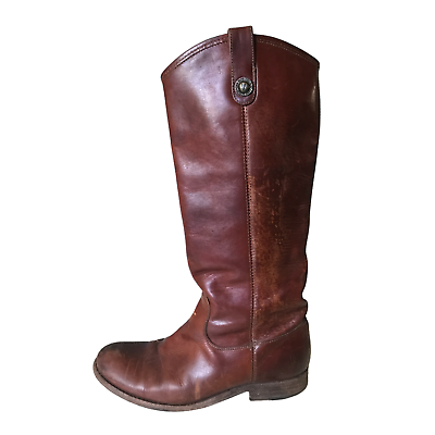 Frye Melissa Boot Cognac Pull On Western Cowboy Tall 6 1 2 Round Toe Size 6.5 B