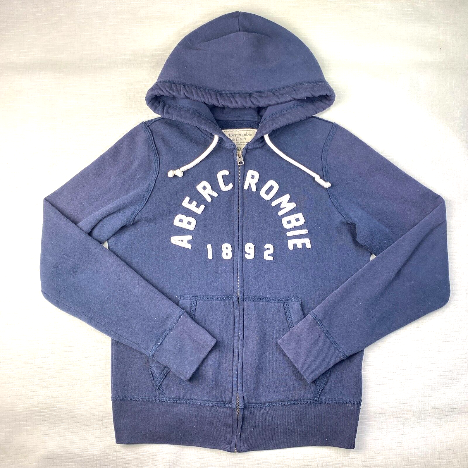 Abercrombie フード付きパーカー 1892 Abercrombie & Fitch 1892 FULL ZIP Navy Blue Hoodie! Spellout