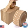 FYSUIMU 55 Yard Kraft Paper Packing Tape White Polka Dot Brown Gift Wrapping Tape Waterproof Shipping Tape for Small Business DIY Crafts Box Carton Decor