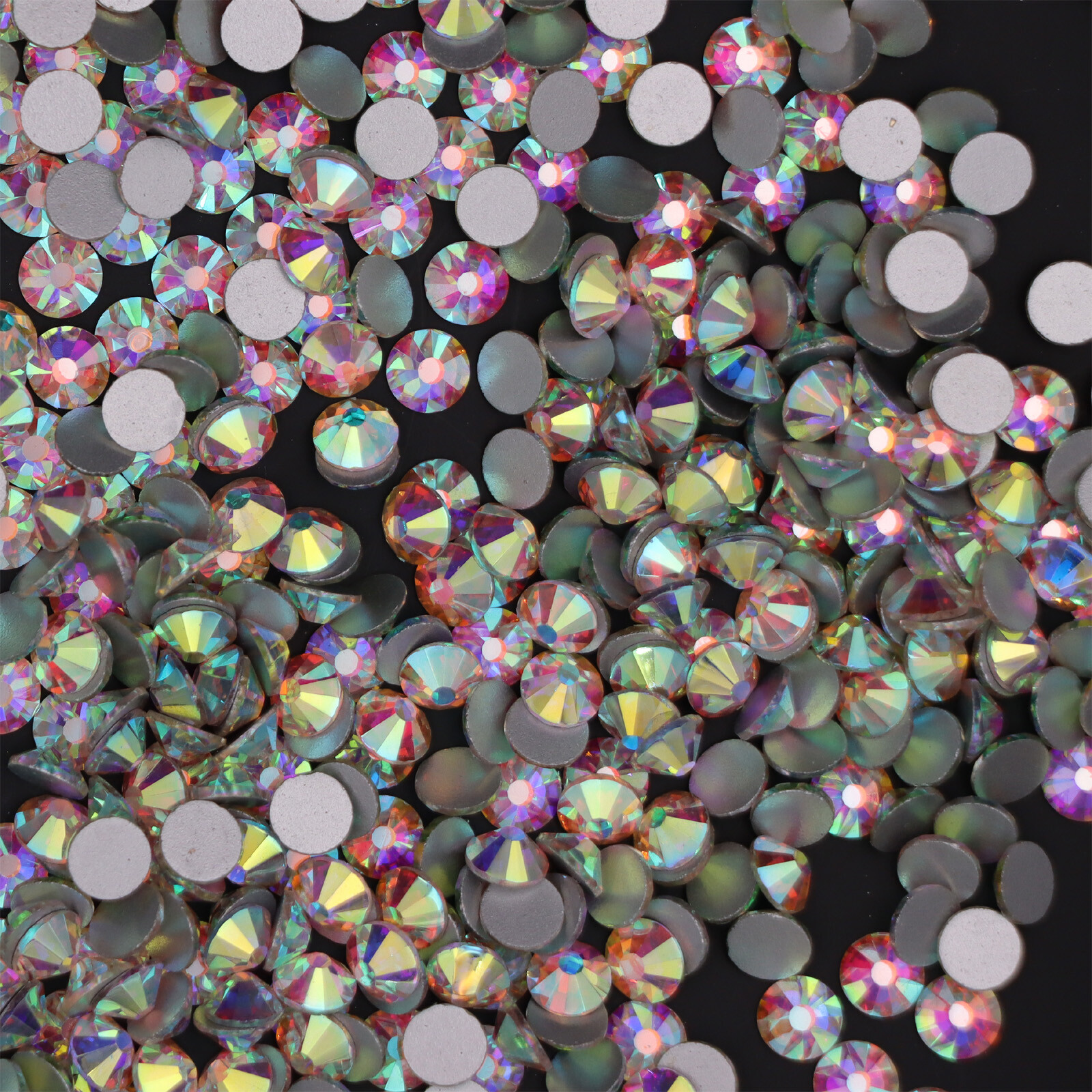 SS3-SS50 Glitter Crystal AB Nail Art Rhinestones Non Hot Fix FlatBack Stones