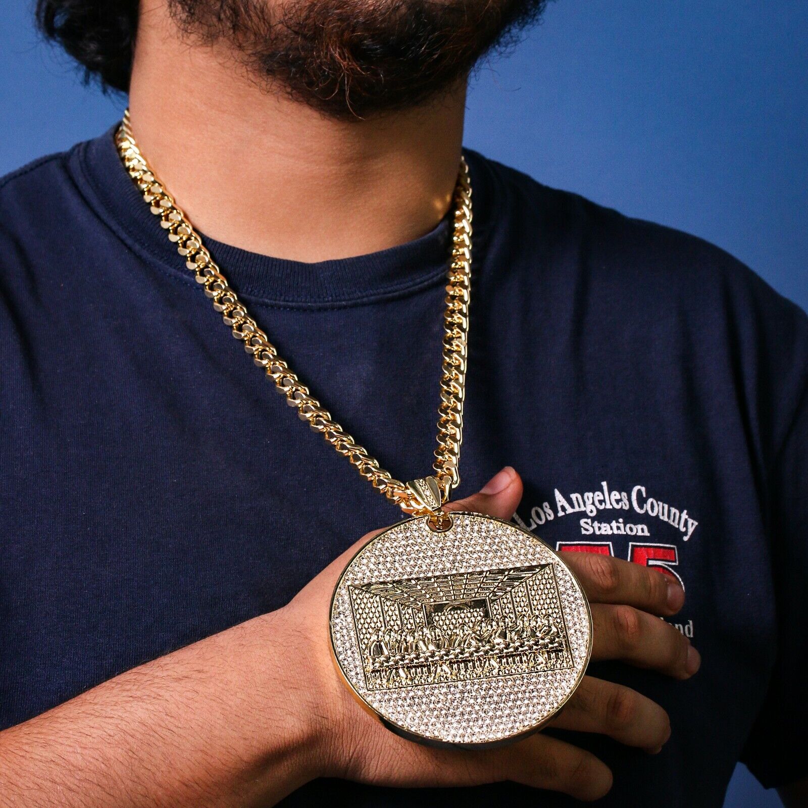 Hip Hop 14k Gold Plated Huge Last Supper Pendant Cubic Hip Hop 14k Gold Plated Huge Last Supper Pendant Cubic