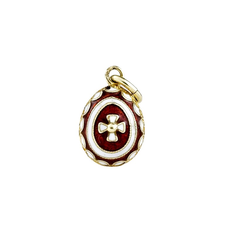 Imperial Faberge 14K Yellow Gold Enamel Egg Pendant
