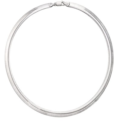 925 Sterling Silver 8MM Italian Solid Flat Omega Chain Necklace for Women - M...