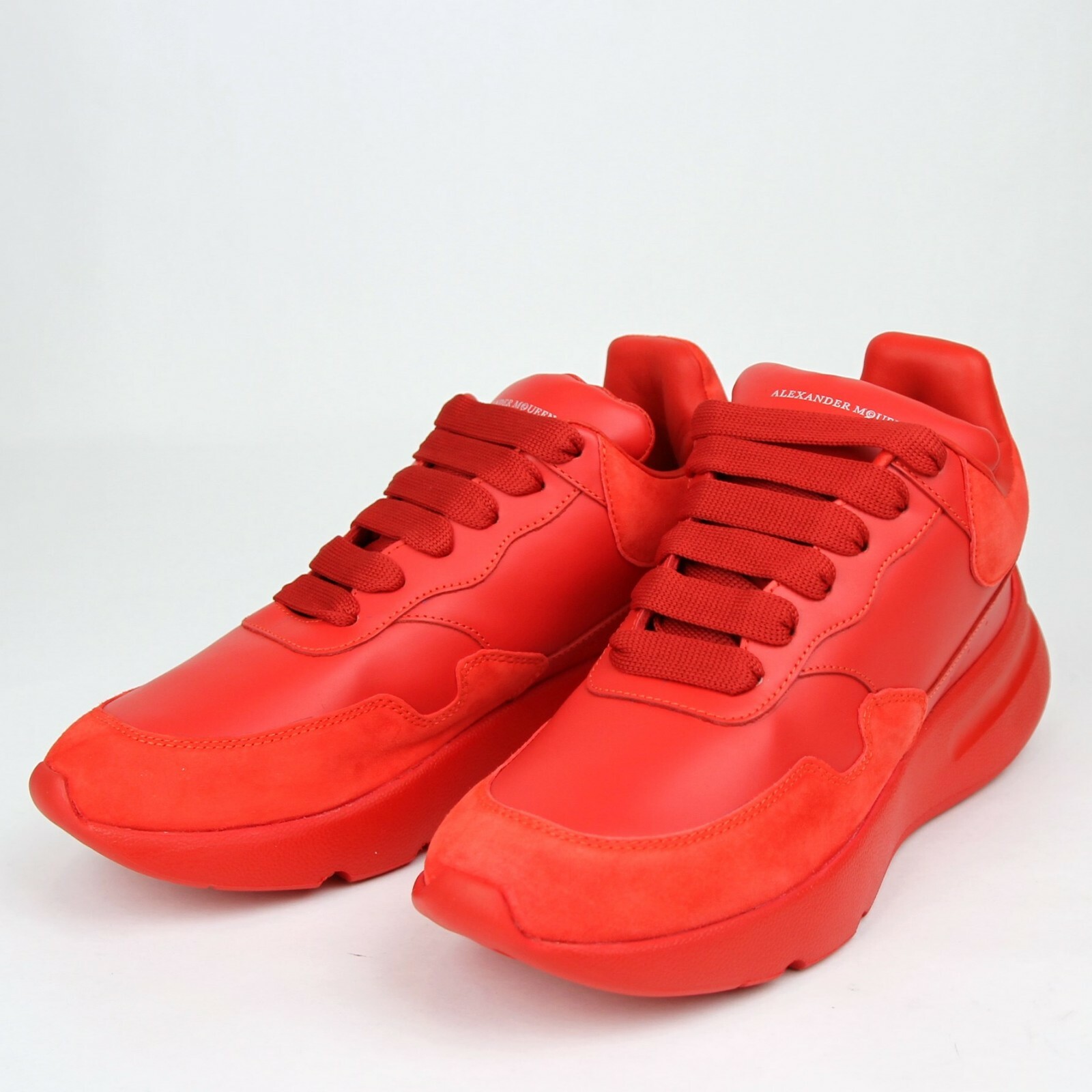 Pre-owned Alexander Mcqueen $590  Women's Red Leather/suede Runner Sneaker 508291 6409