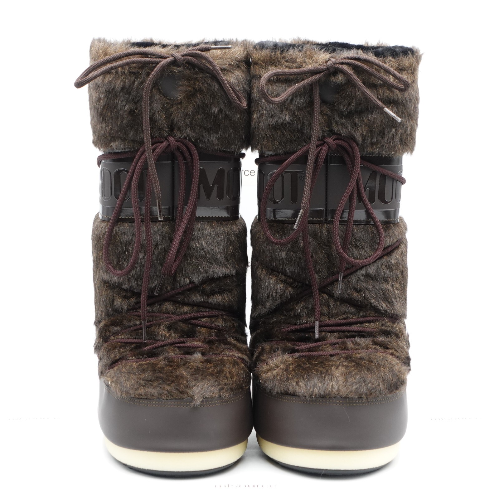 Pre-owned Moon Boot Icon Faux-fur Boots 14089000-004 Brown Women's Size 8-9.5 / 39-41 Eu