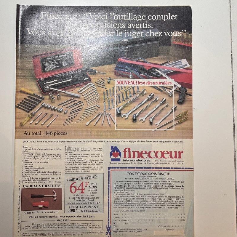 PublicitÃ© Papier Advertising Vintage 1979 Outils Finecoeur