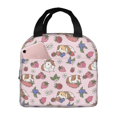 Strawberry Lunch Bag Guinea Pig Insulated Kawaii Lunch Box for Kids Women Men...