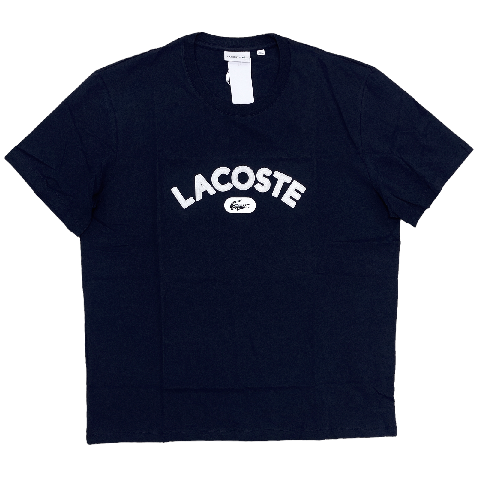 Мужская футболка Lacoste Big & Tall с круглым вырезом и графическим принтом синего цвета с логотипом TH0606-166