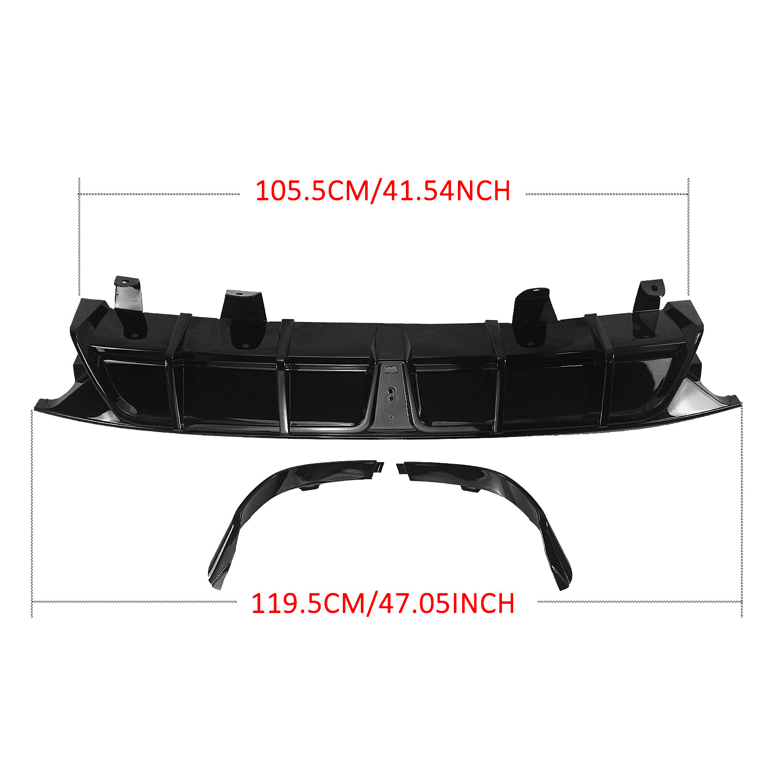 Rear Bumper Diffuser & Light Glossy Black Trim For 2018-2022 Honda Accord Yofer