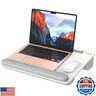 Besign LT08 Laptop Stand, Portable Lap Desk with Pillow Cushion, Fits up to 14 inch Laptop, with Anti-Slip Strip for Desk, Sofa and Bed, White and Gray