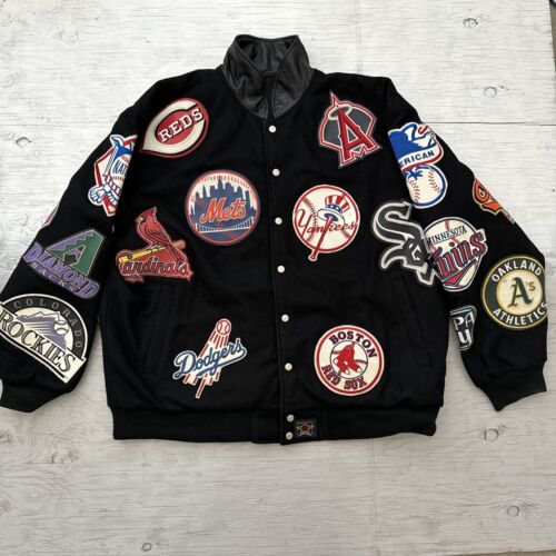 Vintage 90s JH Design MLB Patch Wool Blend Reversible Vintage 90s JH Design MLB Patch Wool Blend Reversible