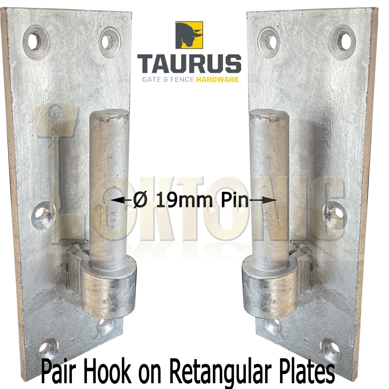 Pair Galvanised Heavy Duty Gate Field Hook On Plate Hinge Brackets 19mm
