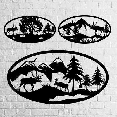 Deer scene art DXF SVG CDR file Vector for CNC Panel DXF File of PLASMA Laser