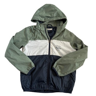 H&M Kids Colorblock Windbreaker Jacket Green White Navy Blue Size 8-10Y 0915512