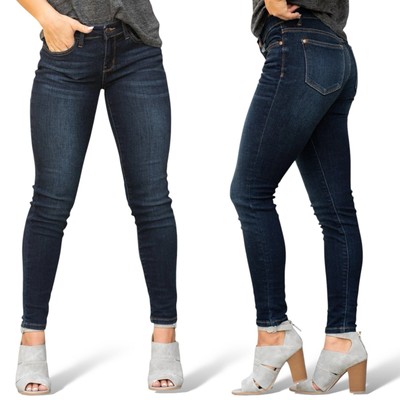 Judy Blue Mid Rise Skinny Fit Jeans Size 7 28 Dark Wash Stretch JB82110DK NEW