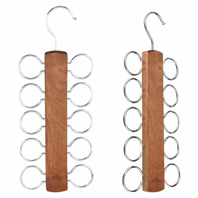 LMSAWK 2 PCS carf Hanger Wooden, Scarf Holder for Closet Organizer and Storag...