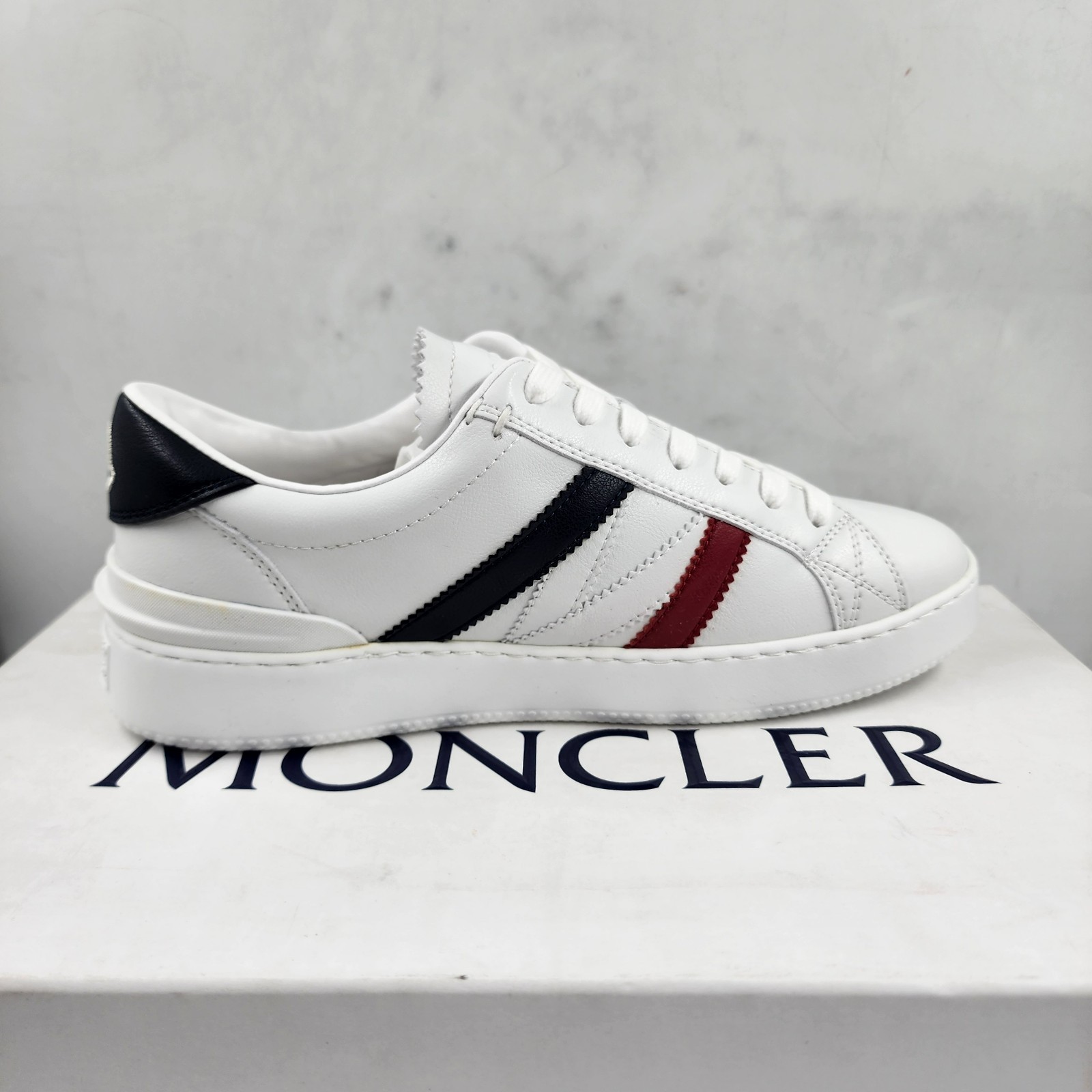 Moncler Monaco Low Top Sneakers Men's 39.5/6.5 US White Multi Round Toe Lace Up - Picture 9 of 17