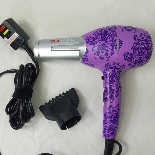 CHI Rocket Hair Dryer Purple Damask Limited Edition 1800w Low EMF