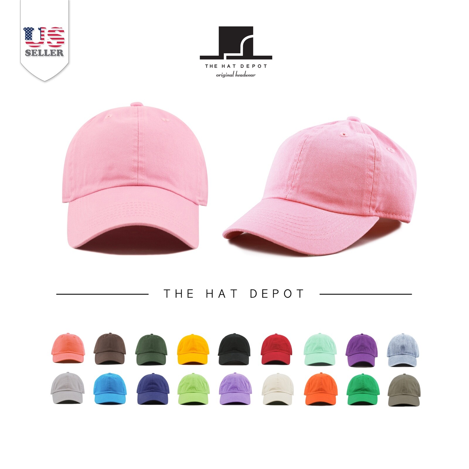 Cotton Hat - Kids Washed Cotton and Denim Low Profile Plain 