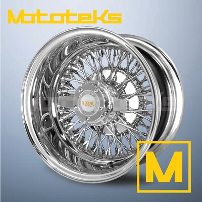 14X7 LUXOR WIRE WHEEL 14X6 72 CROSS REV STAGGERED CHROME RIMS SET