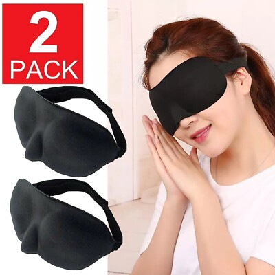 2 Pack Travel 3D Eye Mask Sleep Soft Padded Shade Cover Rest Relax Blindfold