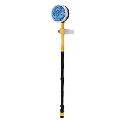 Auto Rotating Car Wash Brush w/Long Handle& Soap Dispenser& Hose Attachment T1J4
