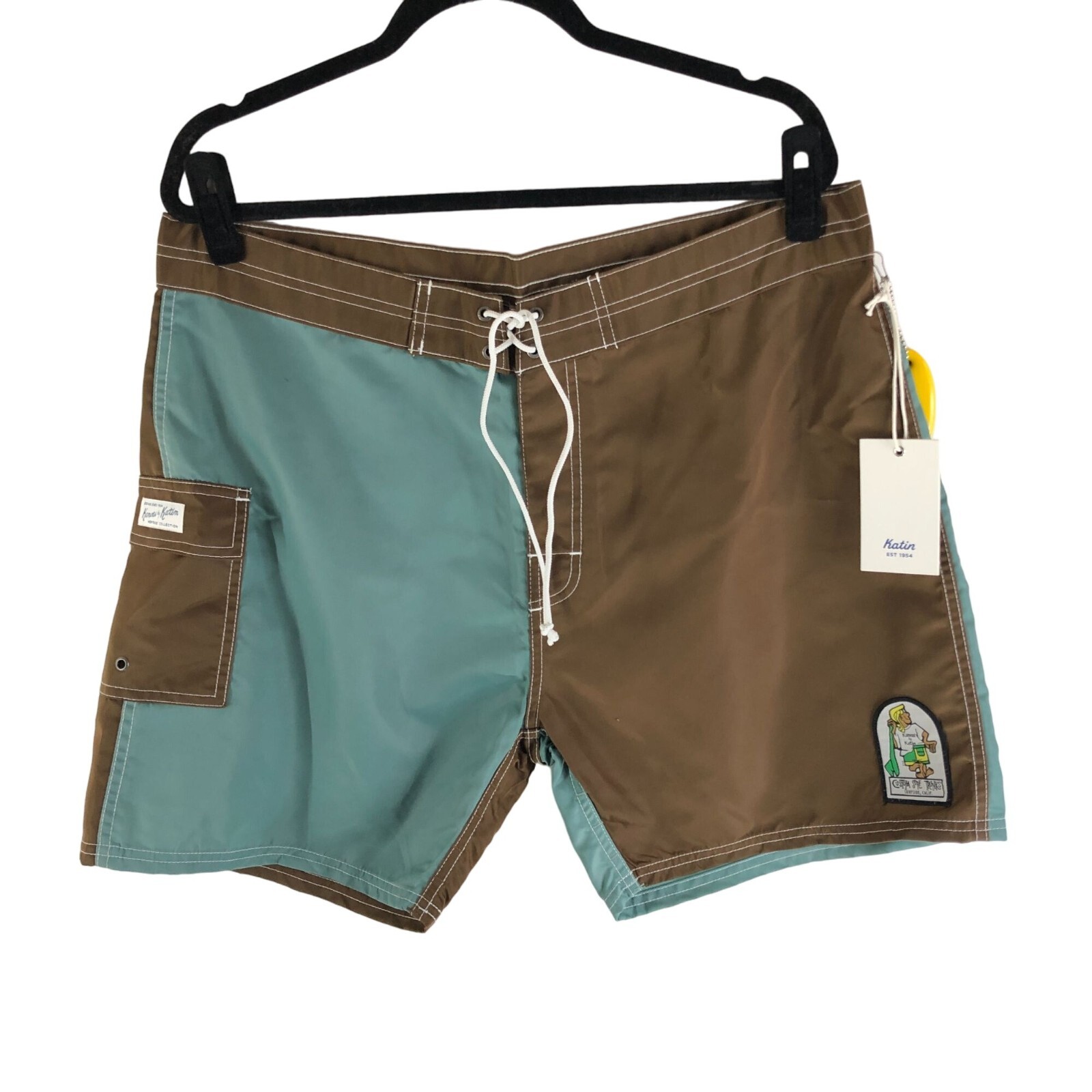 Katin Mens Waterman Trunk Surf Board Shorts Nylon Brown Blue