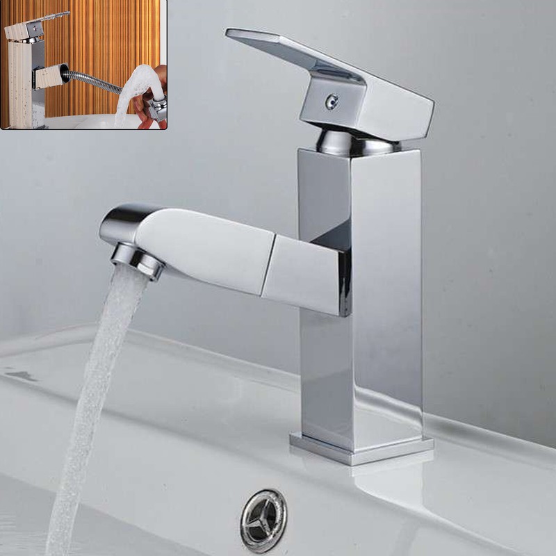 Ausziehbar Waschtischarmatur Wasserhahn Waschbecken Badarmatur Chrom