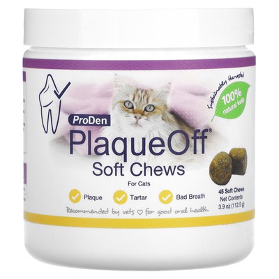 PlaqueOff Soft Chews, для кошек, 45 мягких жевательных таблеток, 3,9 унции (112,5 г)