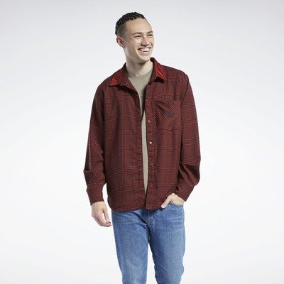 

Мужская фланелевая рубашка Reebok Classics Red Ember Casual Lifestyle Top, Красный, Reebok Classics Flannel Shirt