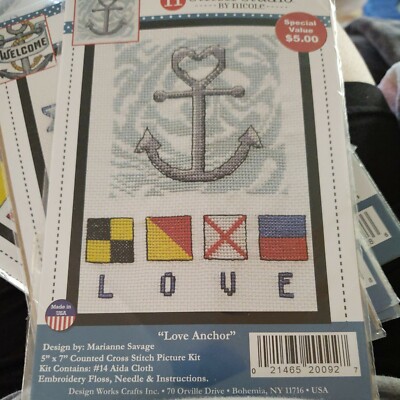 Design Works Crafts - 14 Count Cross Stitch Kit - love anchor Marianne Savage