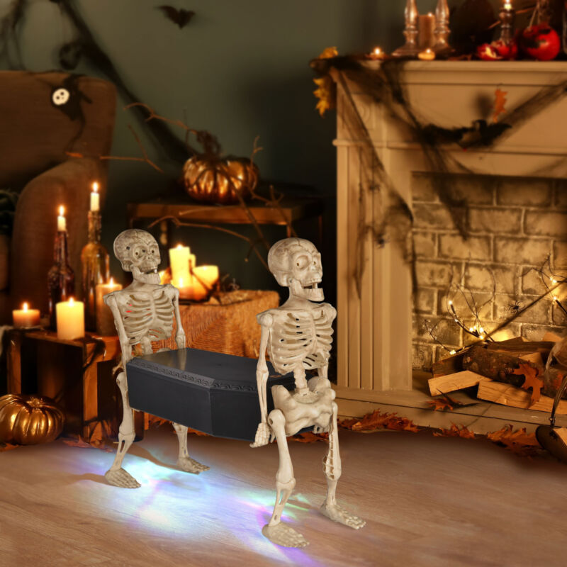 Halloween Prop Animated Skeleton Carrying Coffin Voice Activated Party Décor