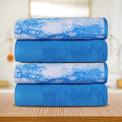 SUPERIOR Cotton Solid and Marble Bath Towel Set of 4, Quick Drying Body Towel...