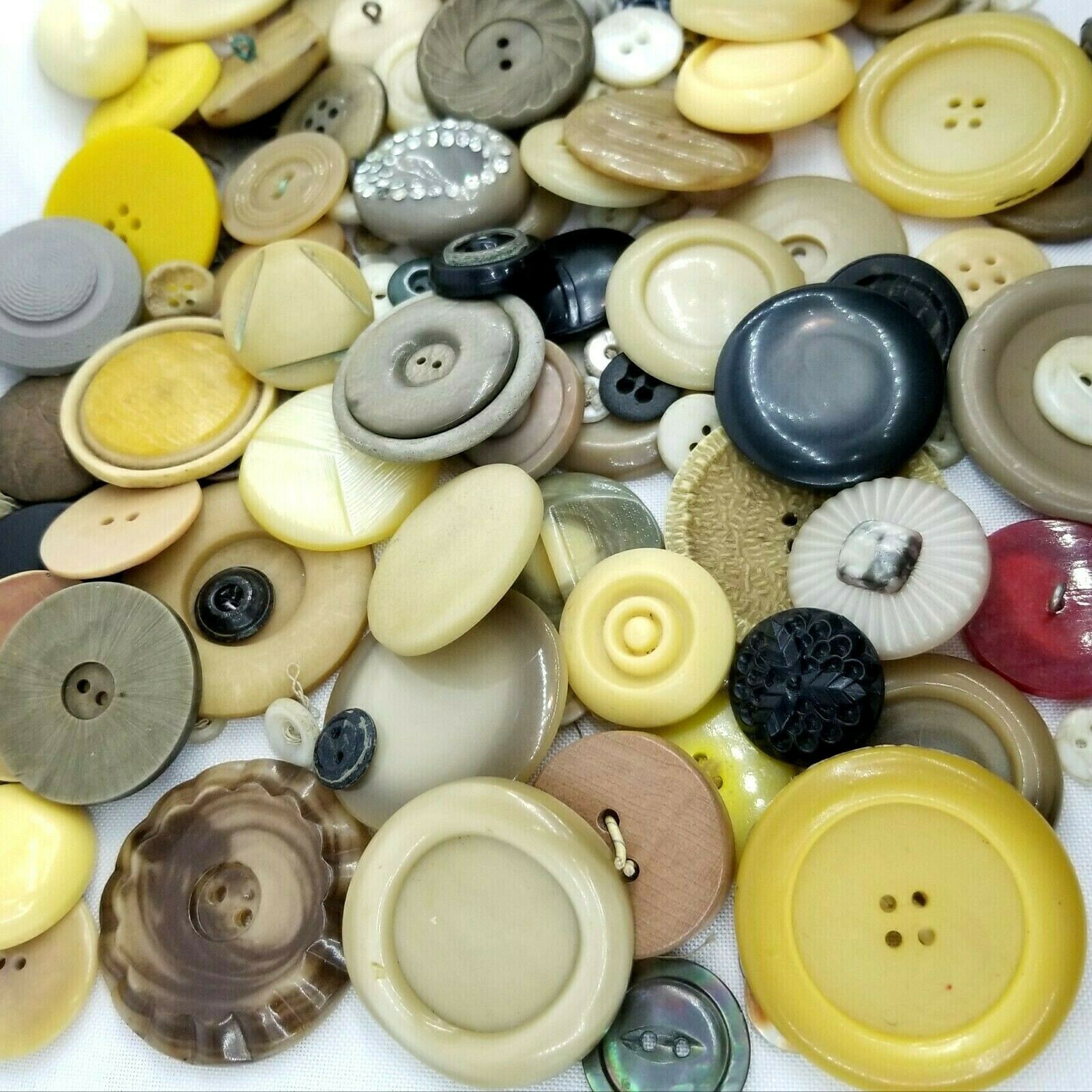 Vintage Sewing Buttons Lot Celluloid, Plastic, Mother of Pearl