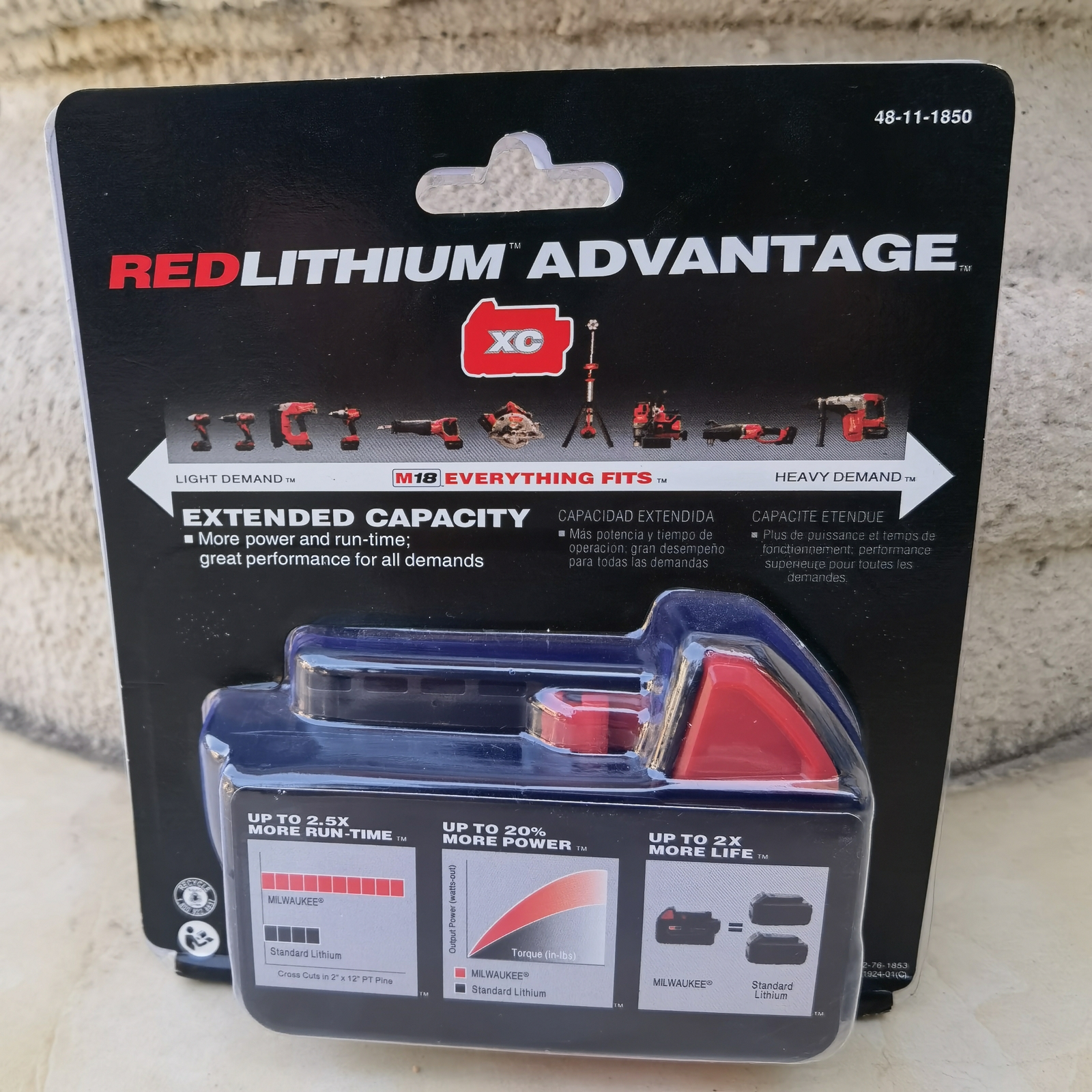 2 PCS 18V Milwaukee 48-11-1850 5.0 AH Batteries M18 XC18 48-11-1850  NEW Genuine