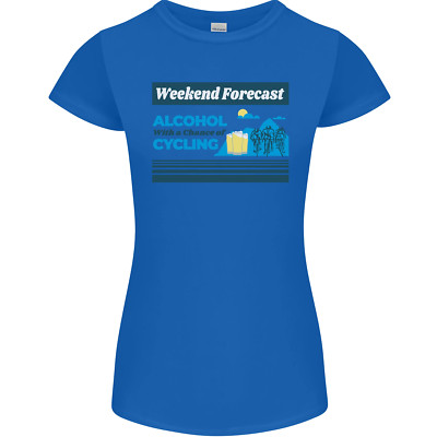 Cycling Weekend Forecast Funny Beer Alcohol Womens Petite Cut T-Shirt