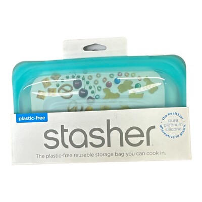 Stasher Reusable Silicone Storage Bag, Food Storage Container, Snack Size - Aqua