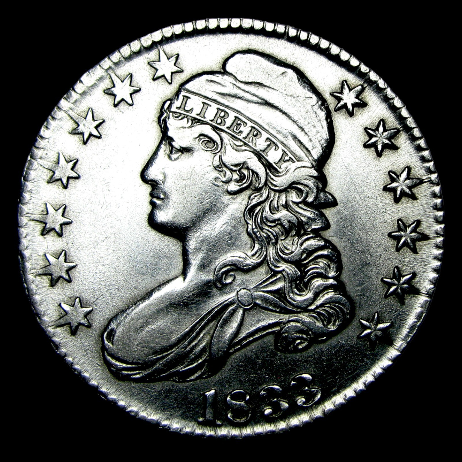 1833 Capped Bust Half Dollar Silver ---- Stunning Coin