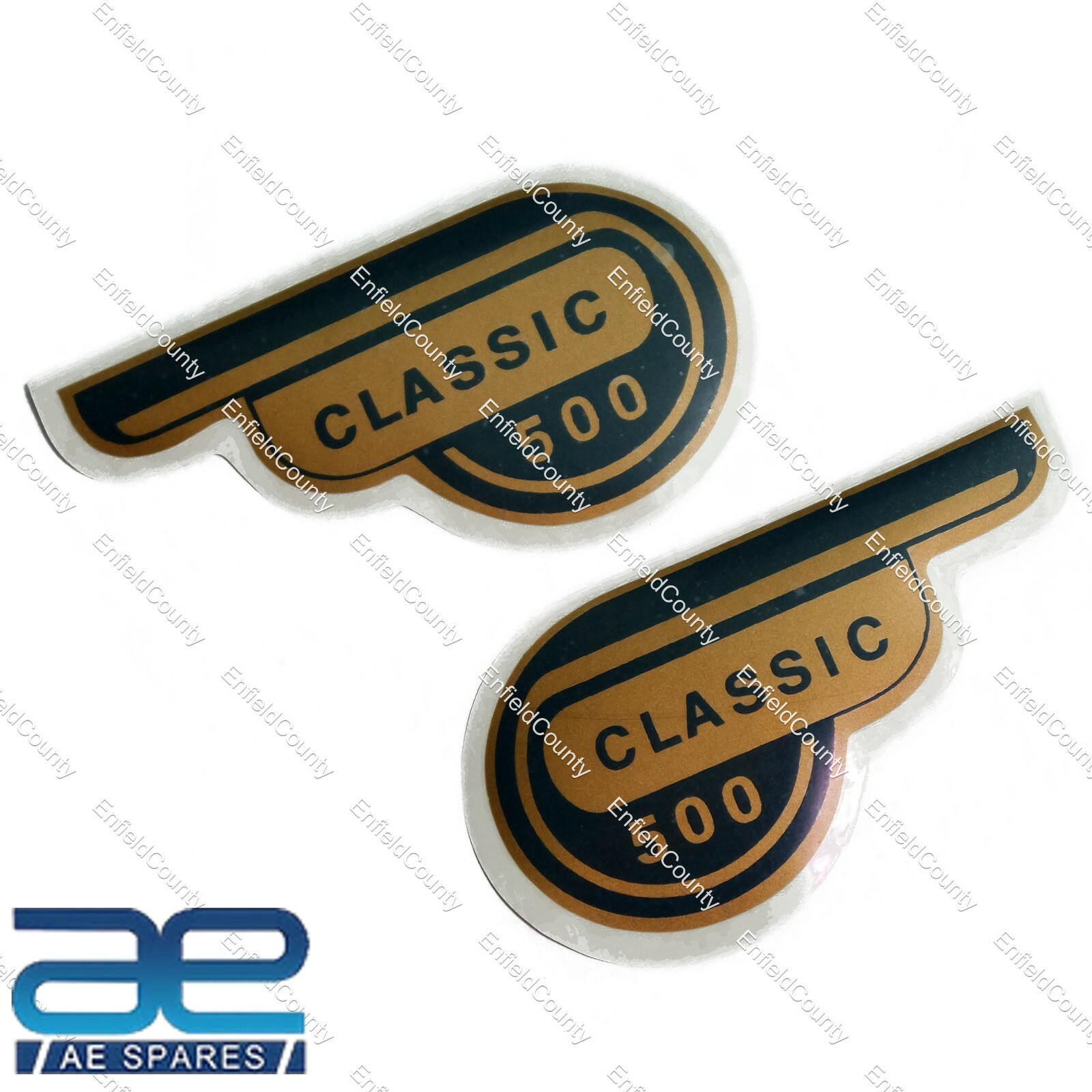 For Royal Enfield Classic 500 Black & Golden Tool Box Decal Sticker Pair  