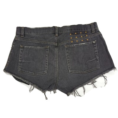 Ksubi Alberceque Cut Off Fray Hem Denim Shorts Womens Size 29 W33 Black